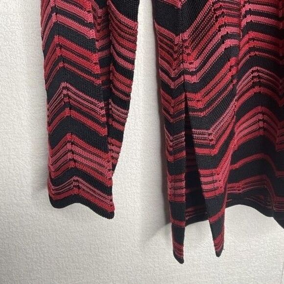 Misook Zig Zag Chevron Scalloped Hem Full Zip Cardigan Women Size Large Petite - Picture 3 of 9